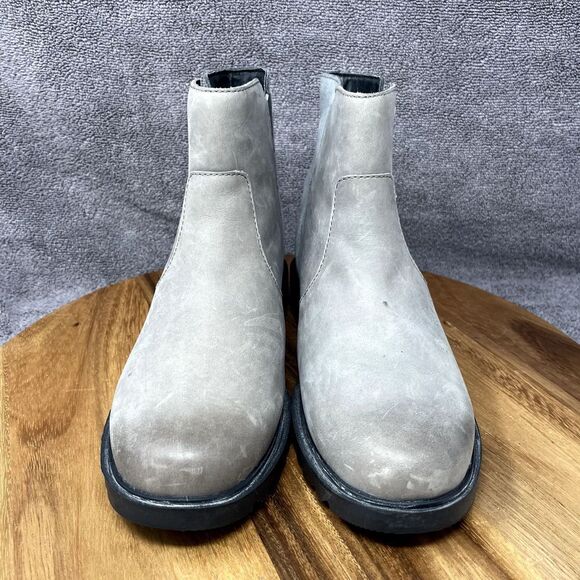 Sorel Emelie II Womens Size 7 Side Zip Waterproof Leather Booties Boots Gray - Picture 2 of 9